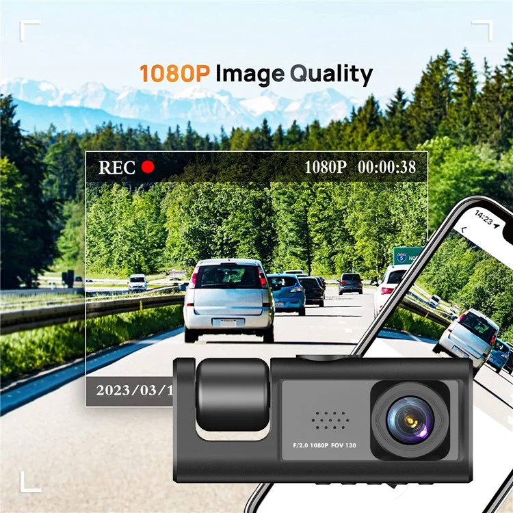 Y16 Car DVR Dash Cam 1080P HD Parkplatzüberwachung 3 Kameras Fahrzeugaufnahmegerät
