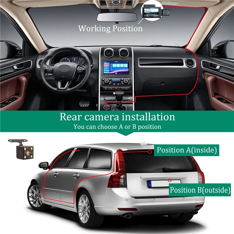 Y18 3 Channel Dash Cam 120 Degree Loop Recording Night Vision Car Driving Recorder