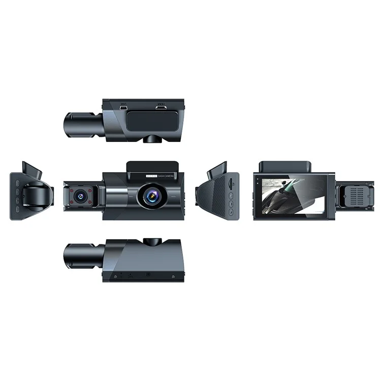 Y18 3 Channel Dash Cam 120 Degree Loop Recording Night Vision Car Driving Recorder