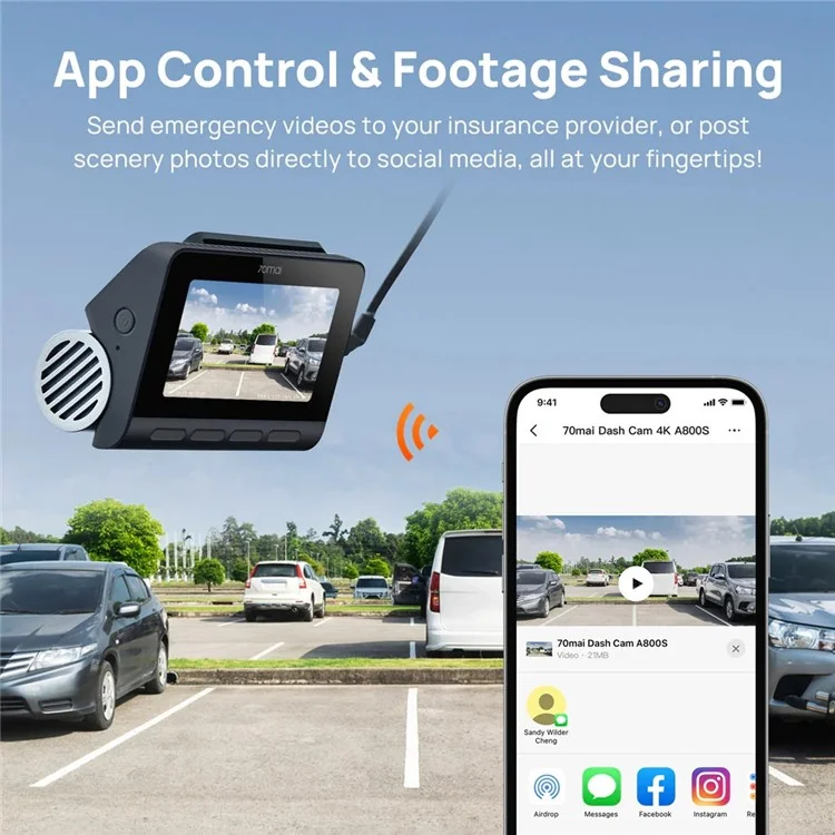 70 MAI A800S Dash Cam Car DVR 4K UHD Cinema Support Rear Cam