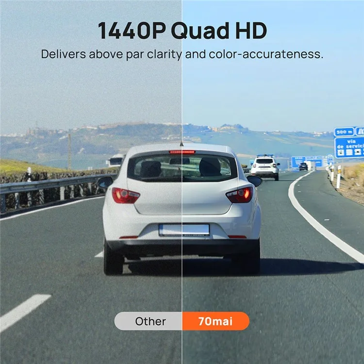 70 MAI A400 Dual Channel Car Dash Cam App Playback / Share, Night Vision, G-Sensor - Grey