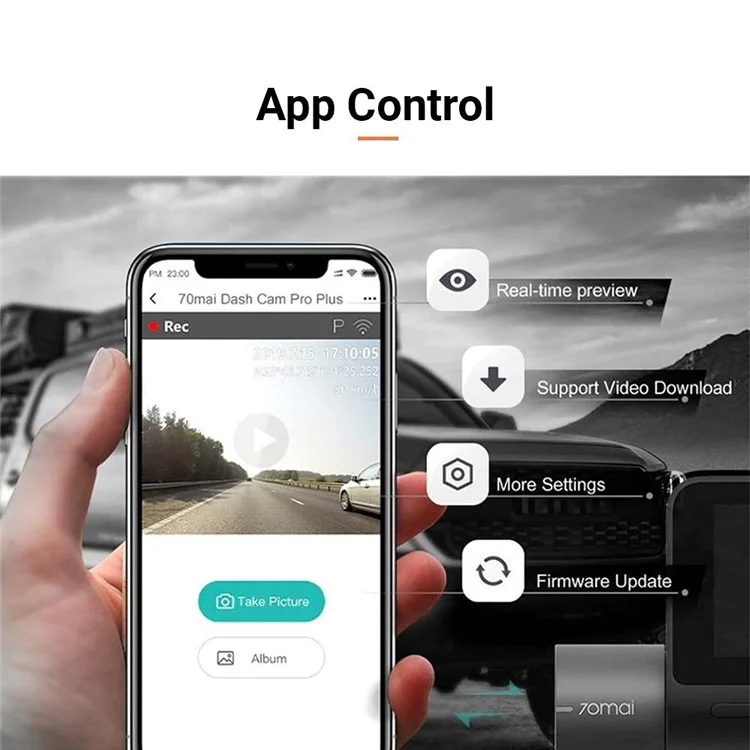 70 MAI A400 Dual Channel Car Dash Cam App Playback / Share, Night Vision, G-Sensor - Grey