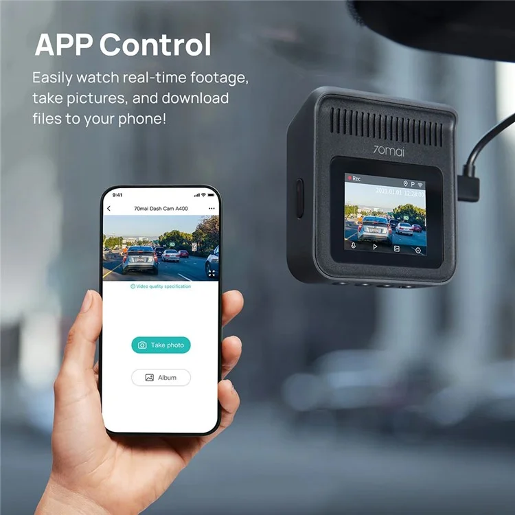 70 MAI A400 Dual Channel Car Dash Cam App Playback / Share, Night Vision, G-Sensor - Grey