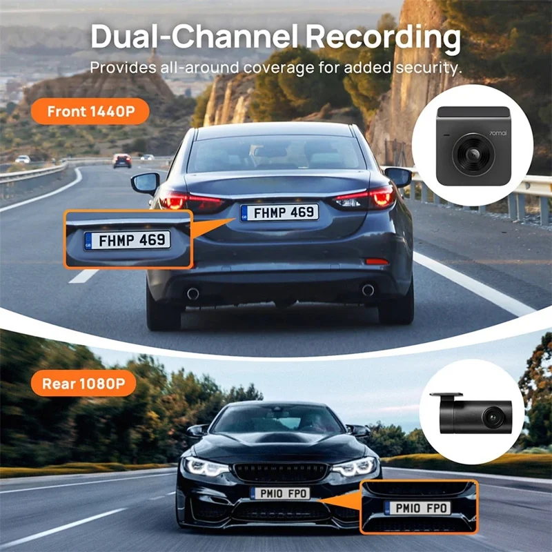 70MAI Dash Cam A400-1 Set with RC09 Rear Camera Automobile Recorder, International Edition - Red