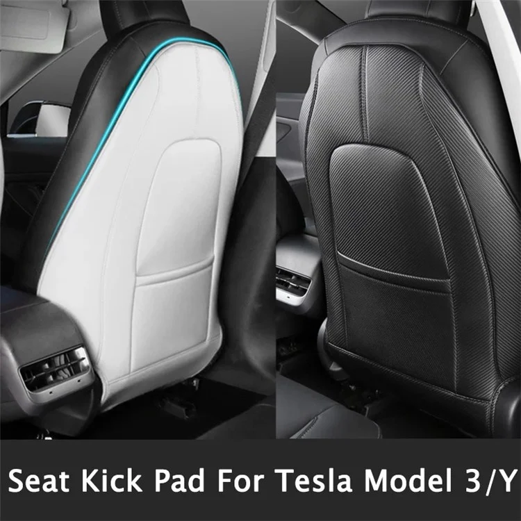 1 paire de housses de siège de voiture, coussin de protection, tapis pour Tesla Model 3/Y, protection anti-poussière en cuir haut de gamme, protecteur de dossier de siège de voiture - noir