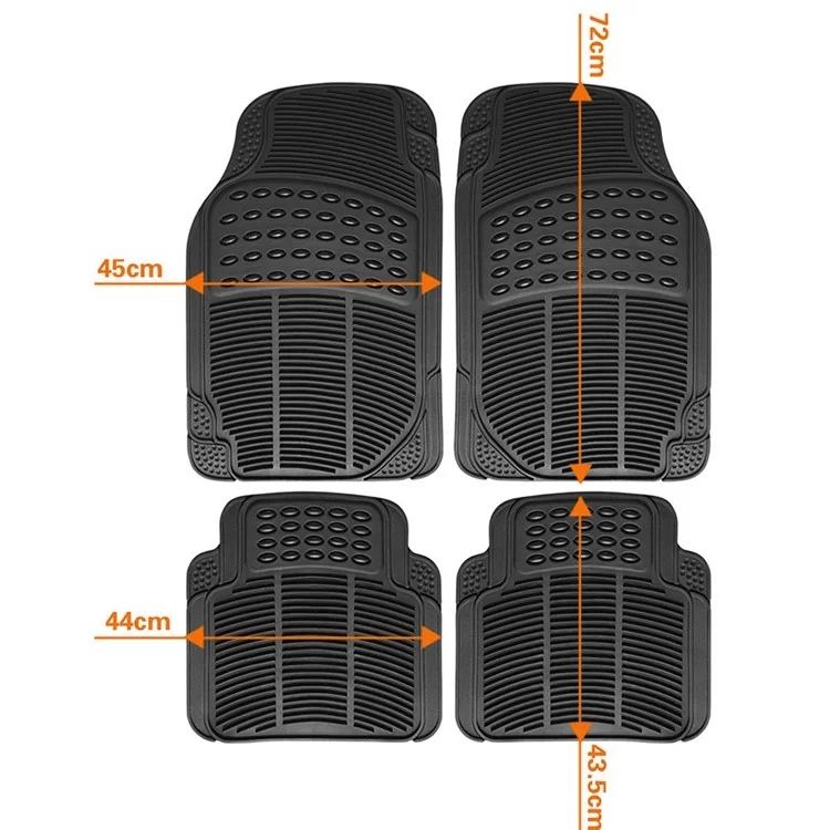 Set da 4 tappetini antiscivolo e impermeabili per auto in PVC+gomma