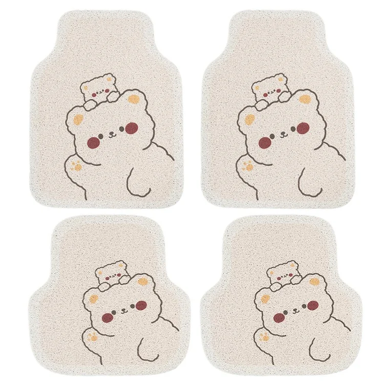 4Peças / Conjunto Protetor de Piso Veicular para Frente e Traseira Antiderrapante com Laço de Fio Carpete Interno do Carro - Two Bears