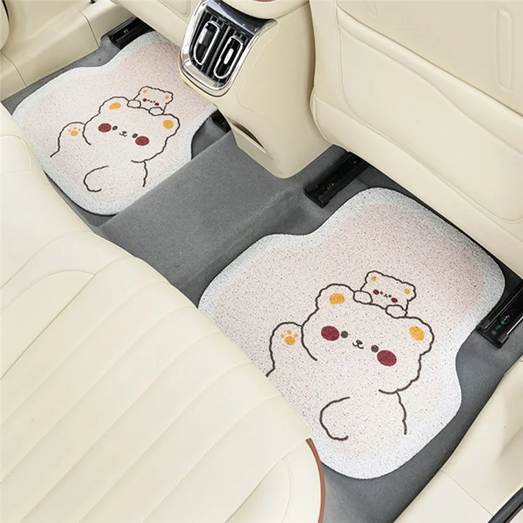 4Peças / Conjunto Protetor de Piso Veicular para Frente e Traseira Antiderrapante com Laço de Fio Carpete Interno do Carro - Two Bears