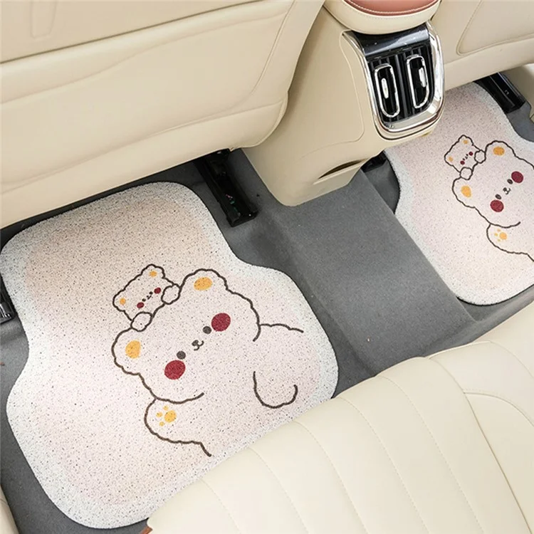 4Peças / Conjunto Protetor de Piso Veicular para Frente e Traseira Antiderrapante com Laço de Fio Carpete Interno do Carro - Two Bears
