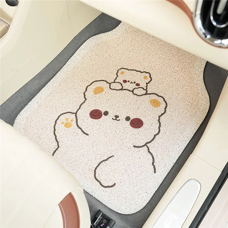 4Peças / Conjunto Protetor de Piso Veicular para Frente e Traseira Antiderrapante com Laço de Fio Carpete Interno do Carro - Two Bears