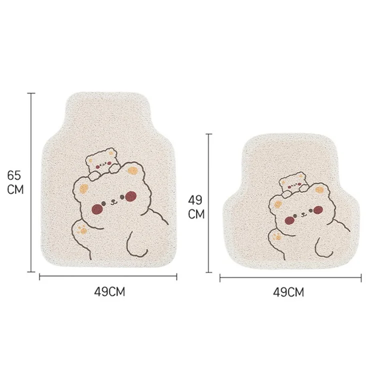 4Peças / Conjunto Protetor de Piso Veicular para Frente e Traseira Antiderrapante com Laço de Fio Carpete Interno do Carro - Two Bears