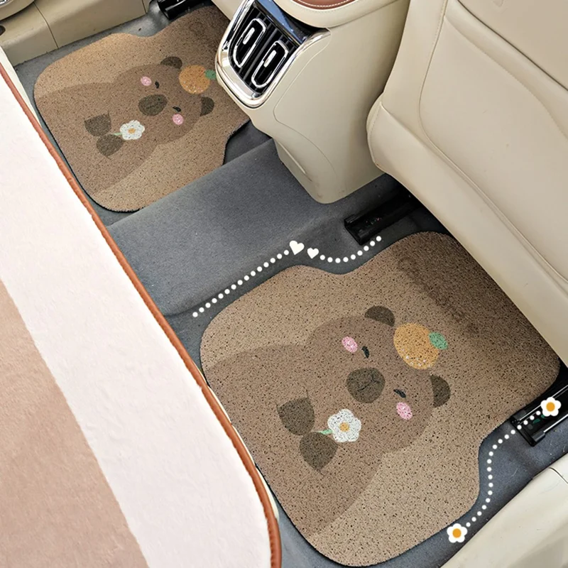 4Pcs / Set Vehicle Floor Protector Mats for Front and Rear Non-slip Wire Loop Car Interior Carpet - Capybara