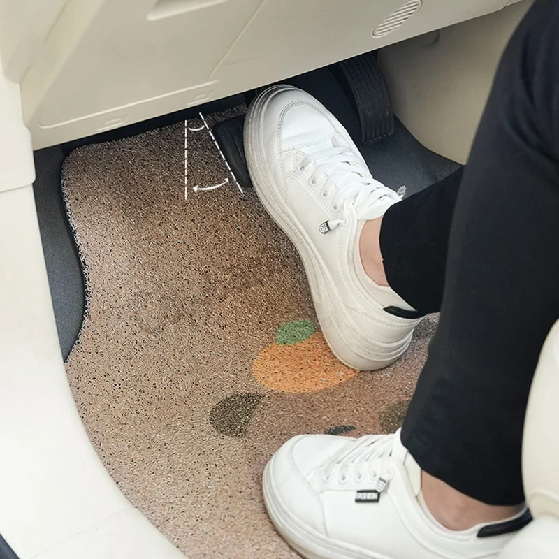 4Pcs / Set Vehicle Floor Protector Mats for Front and Rear Non-slip Wire Loop Car Interior Carpet - Capybara