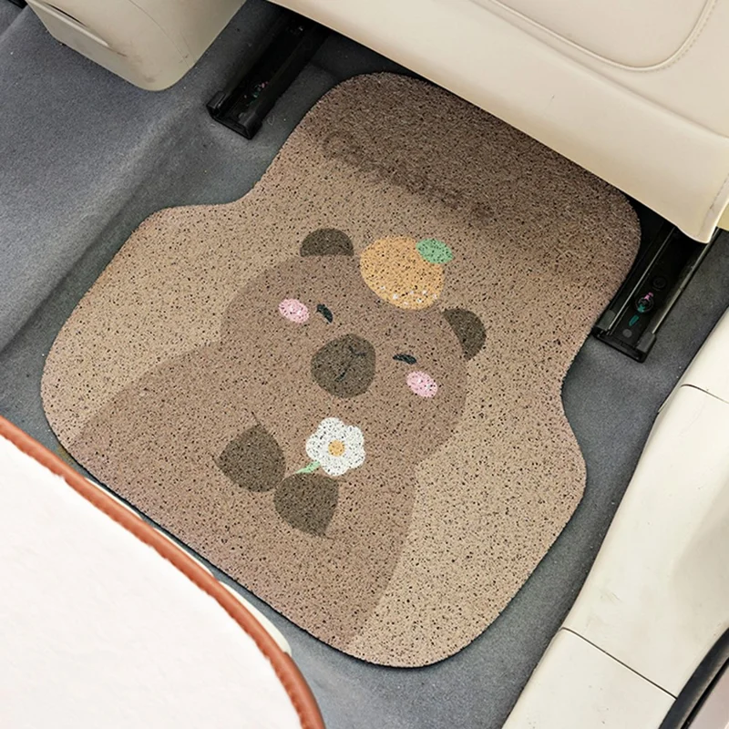 4Pcs / Set Vehicle Floor Protector Mats for Front and Rear Non-slip Wire Loop Car Interior Carpet - Capybara