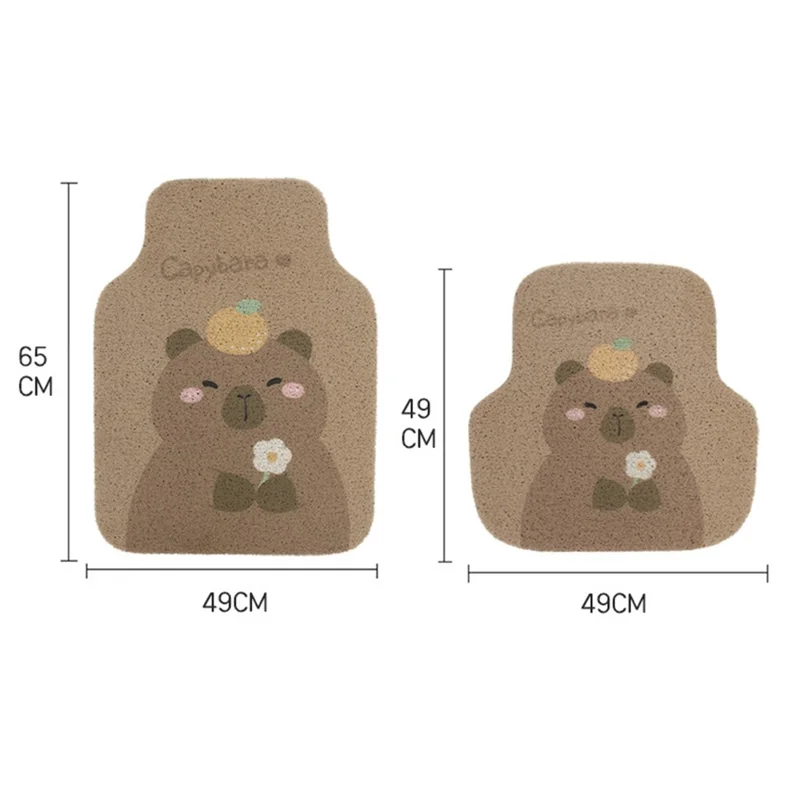 4Pcs / Set Vehicle Floor Protector Mats for Front and Rear Non-slip Wire Loop Car Interior Carpet - Capybara