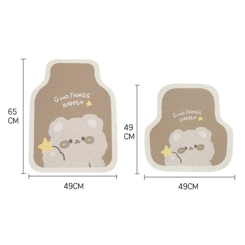 4Pcs / Set Vehicle Floor Protector Mats for Front and Rear Non-slip Wire Loop Car Interior Carpet - Brown Bear