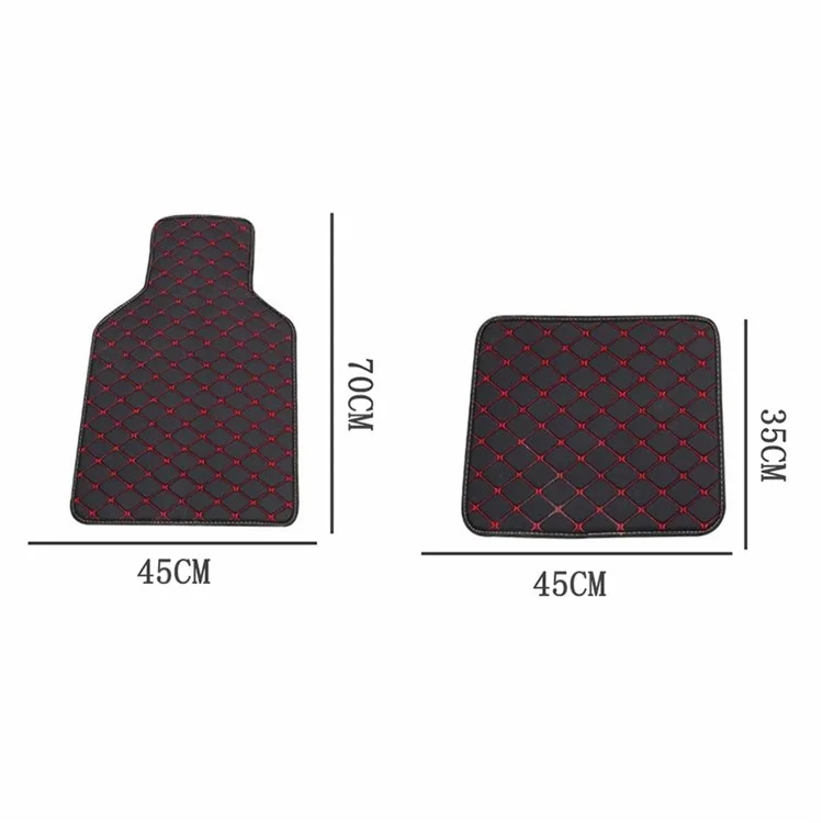 4 Peças / Conjunto de Tapete de Piso Frontal + Traseiro do Carro Antiderrapante Impermeável de Couro Tapete de Piso Interno do Veículo - Preto com Linha Preta 