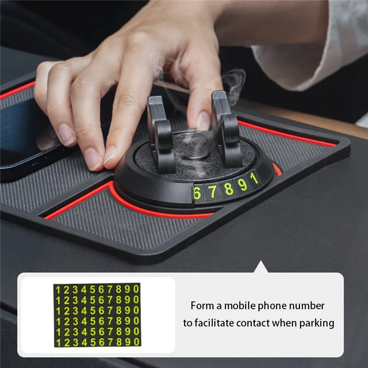 BAVISS B-58 Non-slip Phone Pad for Car, Car Dashboard Phone Mat with Number Plate and Aromatherapy Holes - Pink