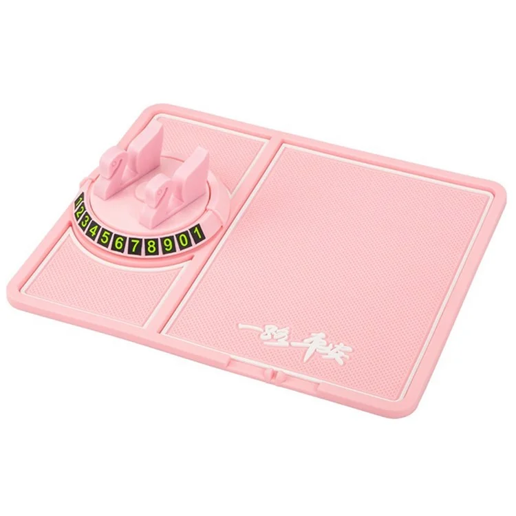 BAVISS B-58 Car Dashboard Sticky Pad 360 Degrees Rotation Mobile Phone Holder Mat - Pink