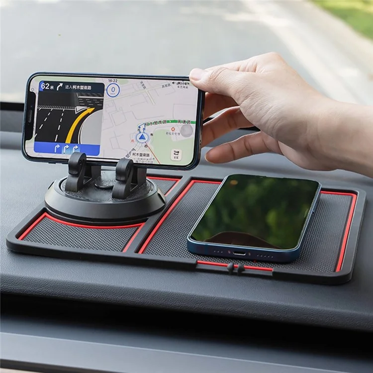 BAVISS B-58 Car Dashboard Sticky Pad 360 Degrees Rotation Mobile Phone Holder Mat - Pink