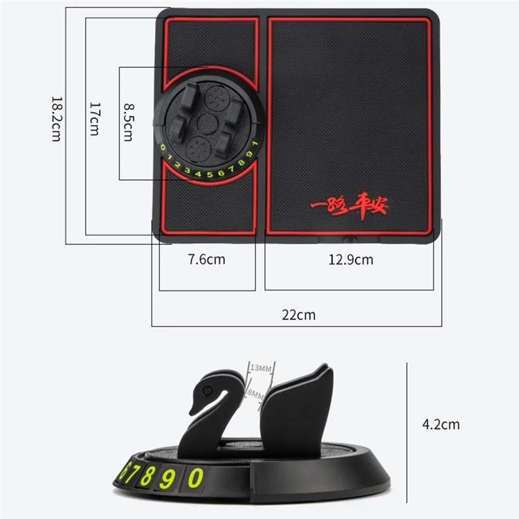 BAVISS B-58 Car Dashboard Sticky Pad 360 Degrees Rotation Mobile Phone Holder Mat - Pink