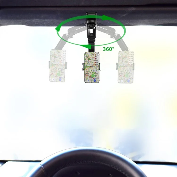 py-06 Car Phone Holder for Sun Visor 1080 Degree Rotatable Foldable Dashboard Phone Holder Adjustable Spring Clip Car Cell Phone Stand - Green
