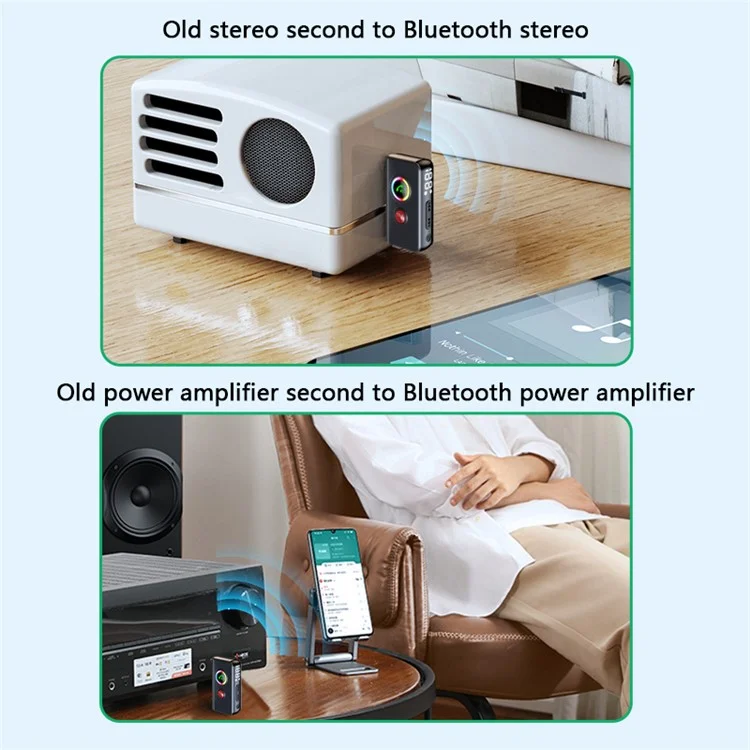 BT106 Colorful Light Wireless Bluetooth-compatible 5.4 Adapter Hands-Free Call Audio Receiver Transmitter