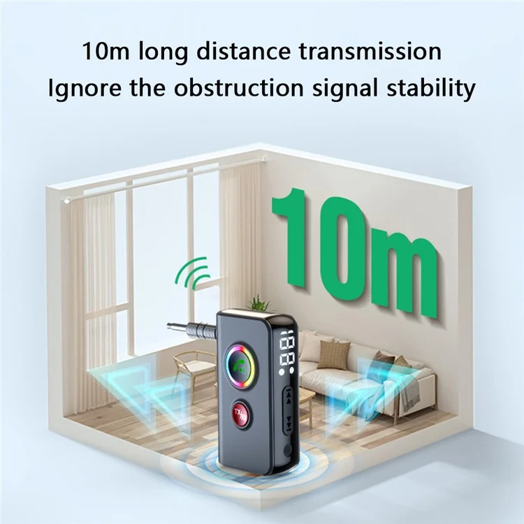 BT106 Colorful Light Wireless Bluetooth-compatible 5.4 Adapter Hands-Free Call Audio Receiver Transmitter