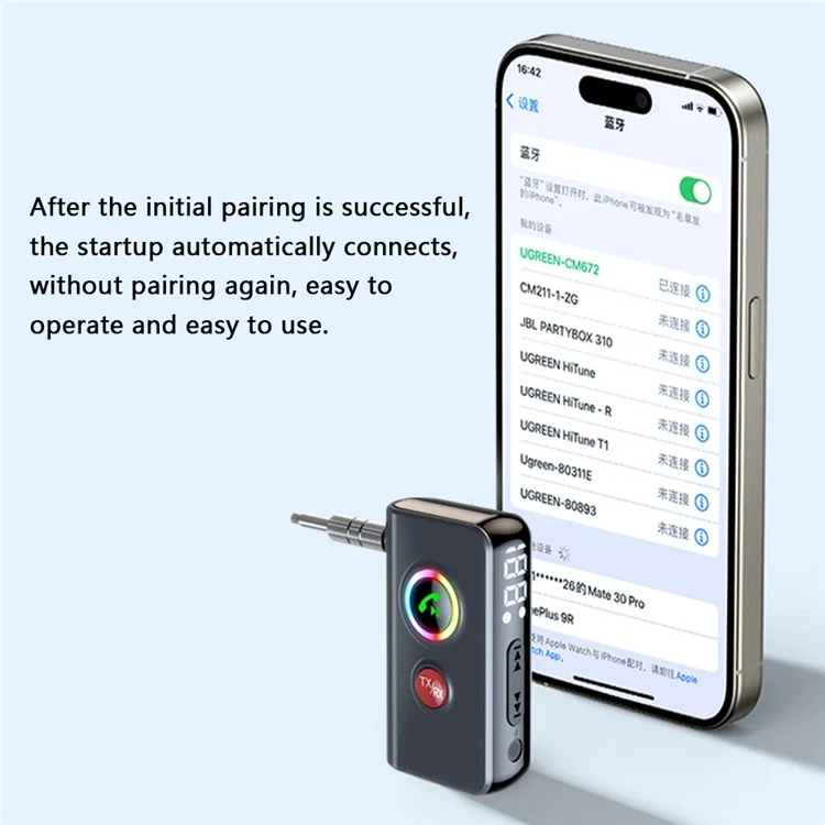 BT106 Colorful Light Wireless Bluetooth-compatible 5.4 Adapter Hands-Free Call Audio Receiver Transmitter