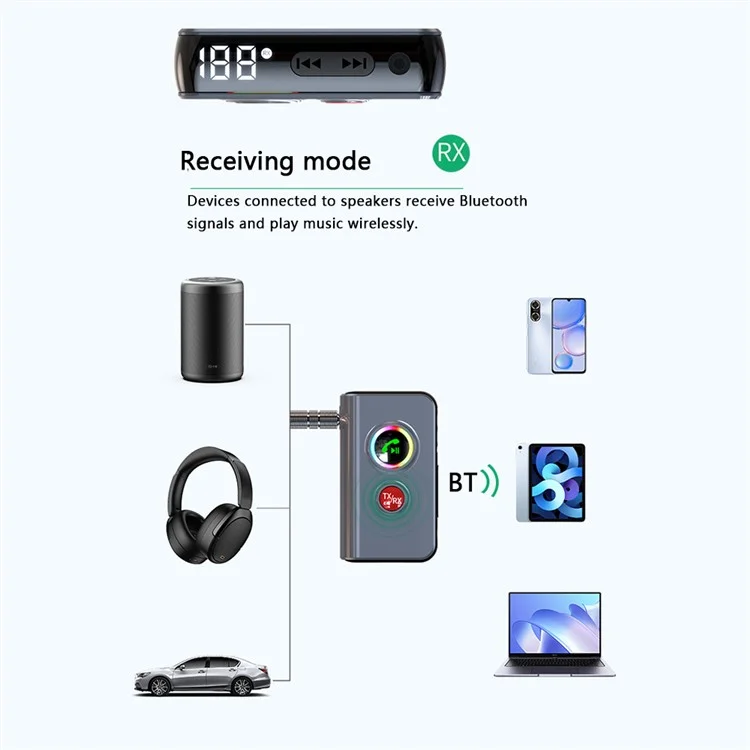 BT106 Colorful Light Wireless Bluetooth-compatible 5.4 Adapter Hands-Free Call Audio Receiver Transmitter