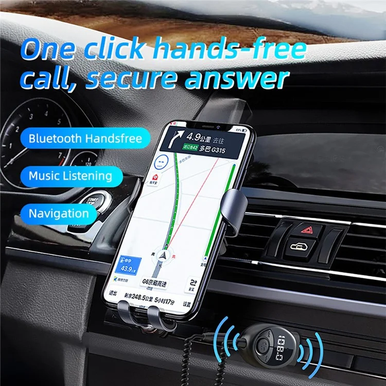 W8 Autoradio-Adapter Bluetooth Empfänger FM Sender mit teleskopischem Kabel