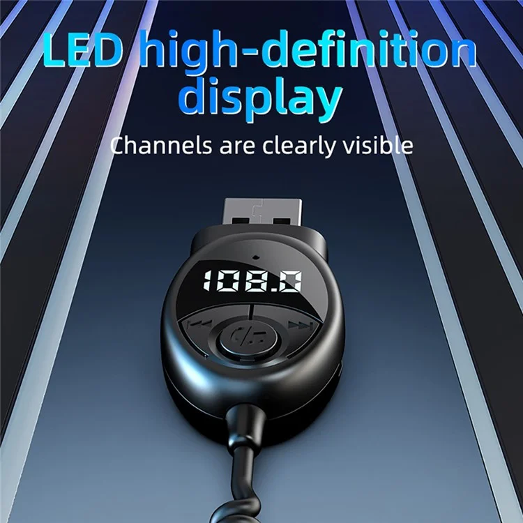 W8 Autoradio-Adapter Bluetooth Empfänger FM Sender mit teleskopischem Kabel