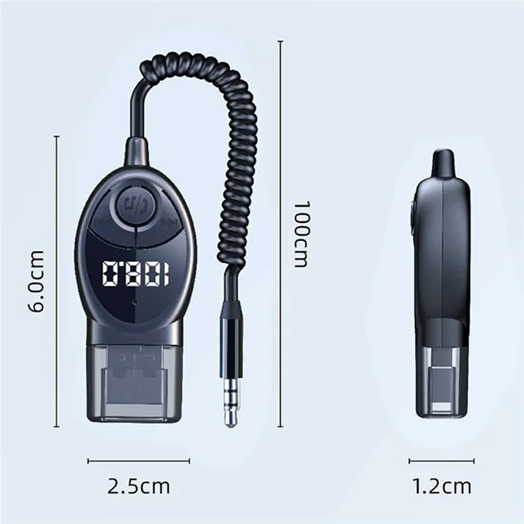 W8 Autoradio-Adapter Bluetooth Empfänger FM Sender mit teleskopischem Kabel