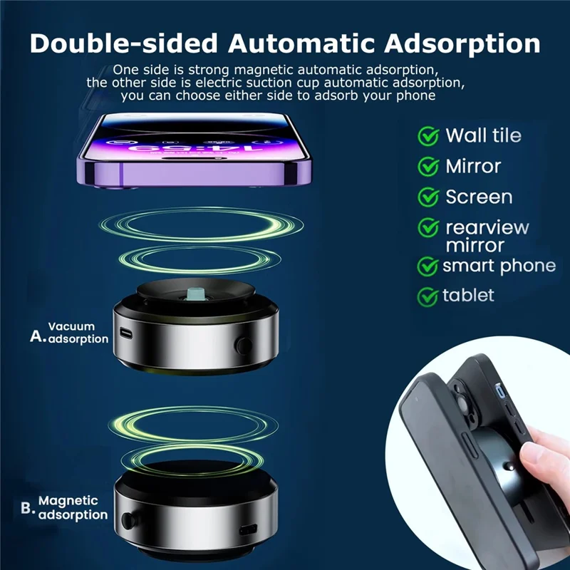 X8Q Car Dashboard Vacuum Sucker Phone Holder Zinc Alloy+ABS Magnetic Cellphone Stand - Silver