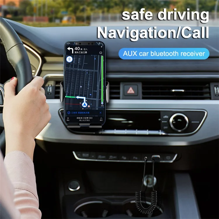 M01 Car Bluetooth-compatible Receiver Hands-Free Call Spring Cord 3.5mm AUX Stereo Car Audio Wireless Adapter