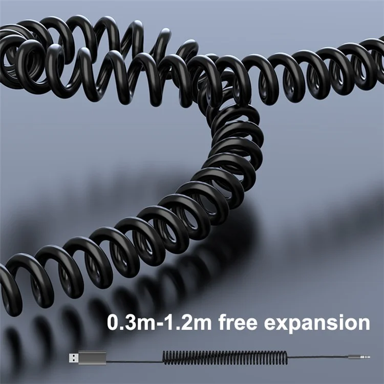 M01 Car Bluetooth-compatible Receiver Hands-Free Call Spring Cord 3.5mm AUX Stereo Car Audio Wireless Adapter