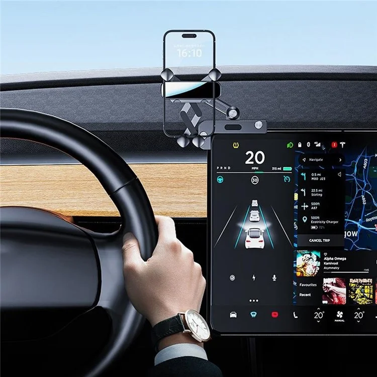 Per Tesla Model 3 / Model Y Car Screen Gravity Phone Holder Mirror Surface Cellphone Bracket
