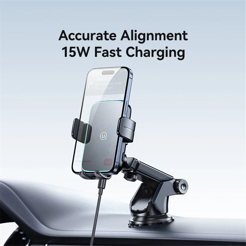 USAMS CD229 Wireless Car Charger Phone Mount Dashboard / Windshield Cell Phone Holder with Suction Cup