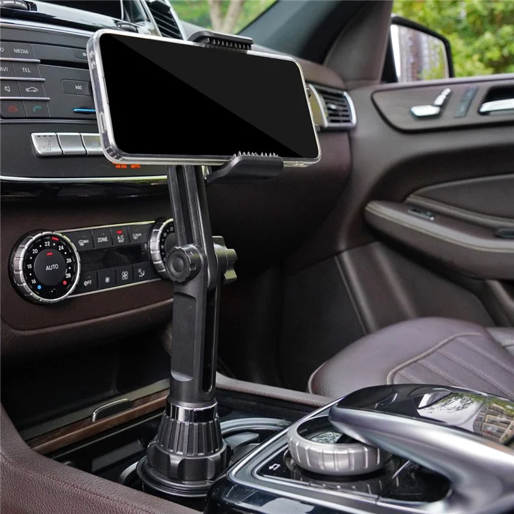 360 Degree Rotation Car Water Cup Slot Extendable Rod Design Phone Bracket