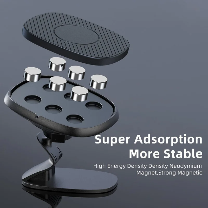 UC6905 Car Magnetic Phone Holder ABS+Silicone 360-Degree Rotation Cellphone Stand - Dashboard Mount