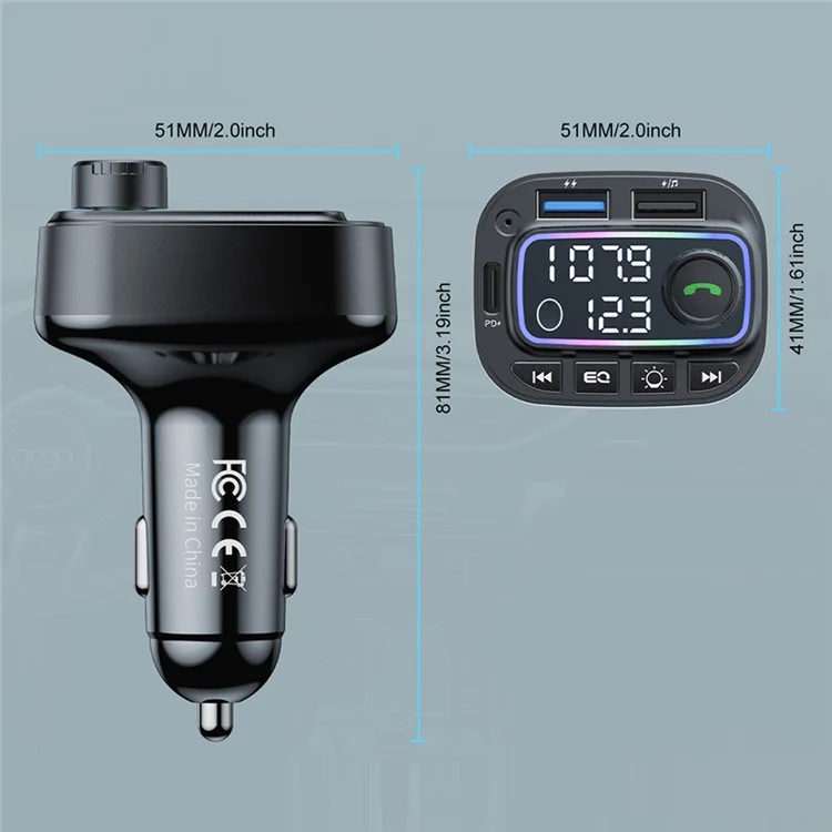 T01 Colorful Light Bluetooth Hands-Free Call MP3 Player Type-C + Dual USB Car Charger FM Transmitter

Trasmettitore FM con caricabatterie per auto a doppia USB, lettore MP3 Bluetooth viva voce con luce colorata.