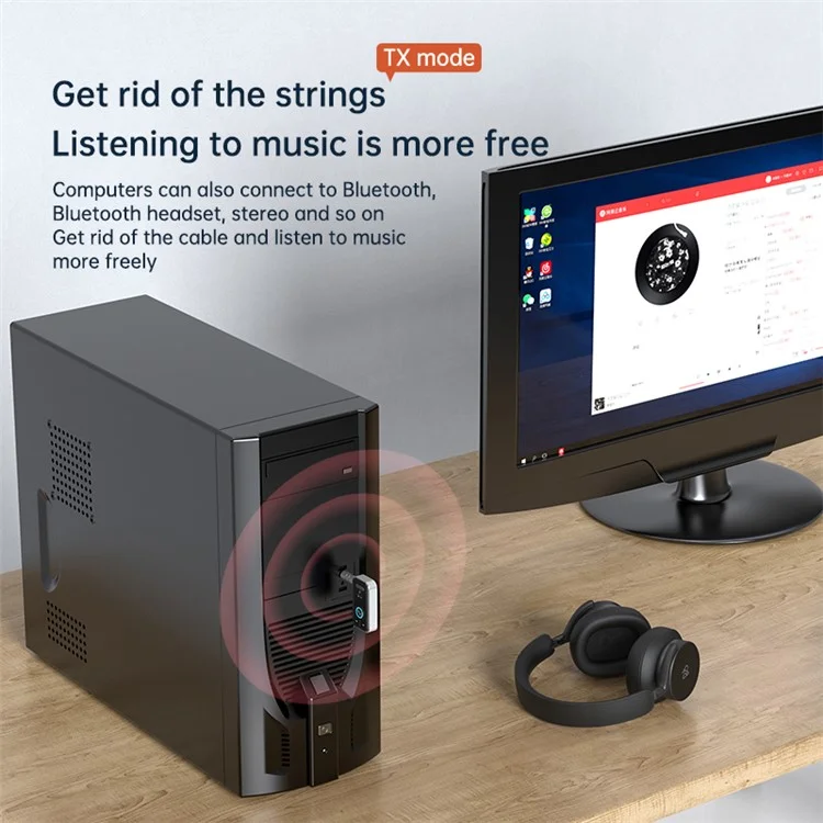 T67 Bluetooth 5.3 Wireless-Adapter Freisprechfunktion 3,5-mm-AUX-Autoaudiolautsprecher-Empfänger-Sender