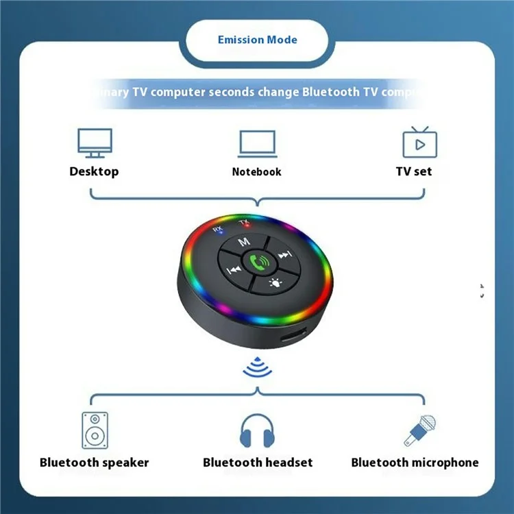 Q10 2-in-1 Bluetooth 5.3 Drahtloser Transmitter / Empfänger MP3-Player-Adapter mit farbiger Atmosphärenlampe