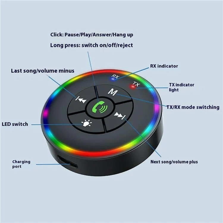 Q10 2-in-1 Bluetooth 5.3 Drahtloser Transmitter / Empfänger MP3-Player-Adapter mit farbiger Atmosphärenlampe