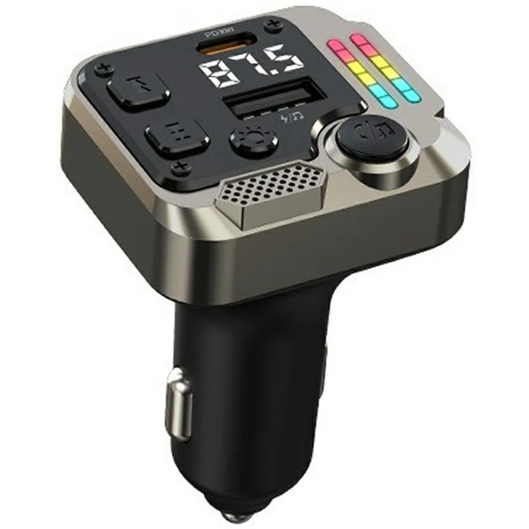C68 Bluetooth-compatible FM Transmitter Car Adapter PD 30W Dual Port Car Charger Music Player Hands-Free Call