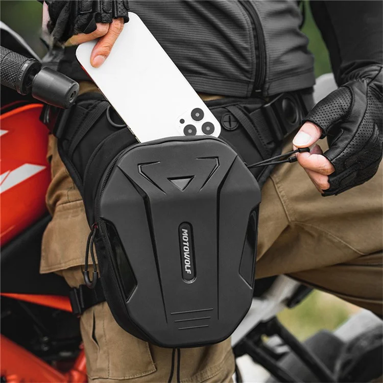 MOTOWOLF MDL0718 Outdoor Expandable PU Shell Motorrad Drop Leg Bag mit Kopfhöreranschluss