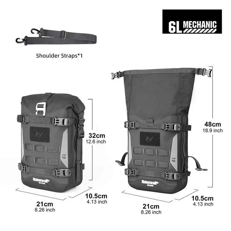 Rinowalk Mjx2001 6l Poliéster Motocicleta de Motocicletas Capacidad de la Bolsa de la Bolsa de la Mano Expansible Bolsa Colgante