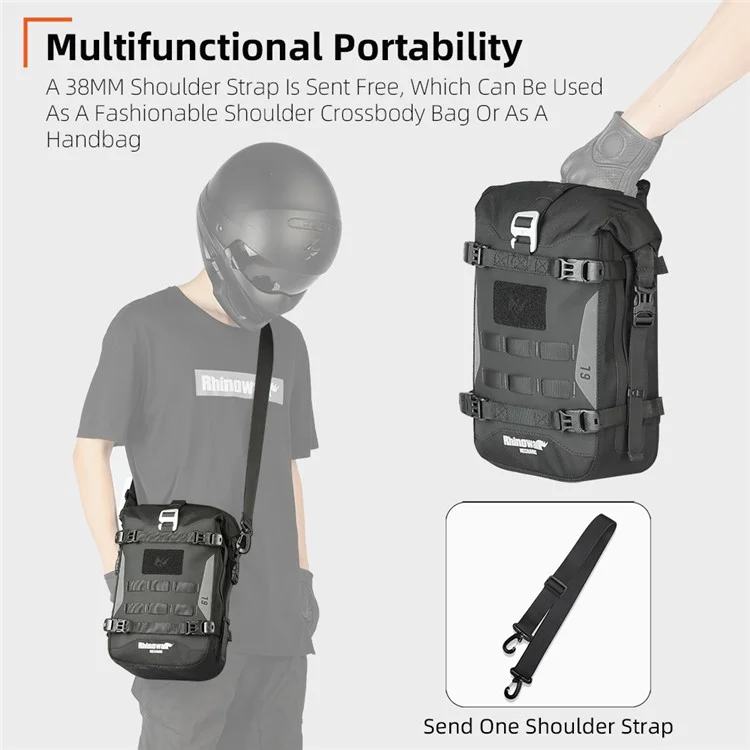 Rinowalk Mjx2001 6l Poliéster Motocicleta de Motocicletas Capacidad de la Bolsa de la Bolsa de la Mano Expansible Bolsa Colgante