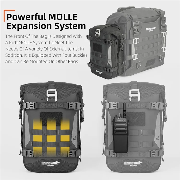 Rinowalk Mjx2001 6l Poliéster Motocicleta de Motocicletas Capacidad de la Bolsa de la Bolsa de la Mano Expansible Bolsa Colgante
