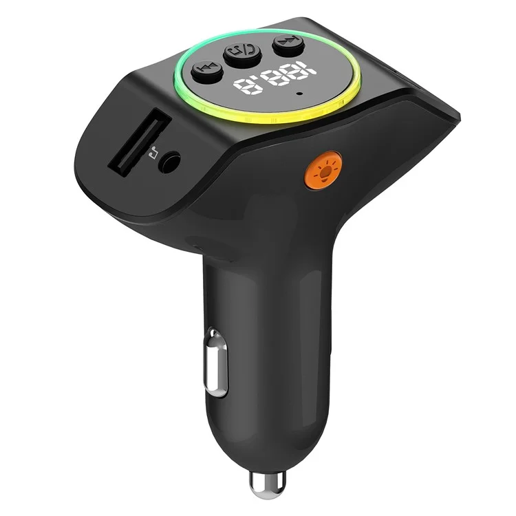 Caricabatterie per auto C8 con doppia porta USB, ricevitore Bluetooth 5.3, vivavoce e porta AUX - Nero